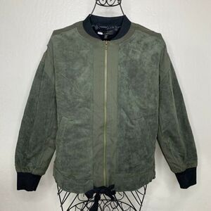 Current Air Anthro Green Faux Suede Bomber Jacket Women’s Size XS